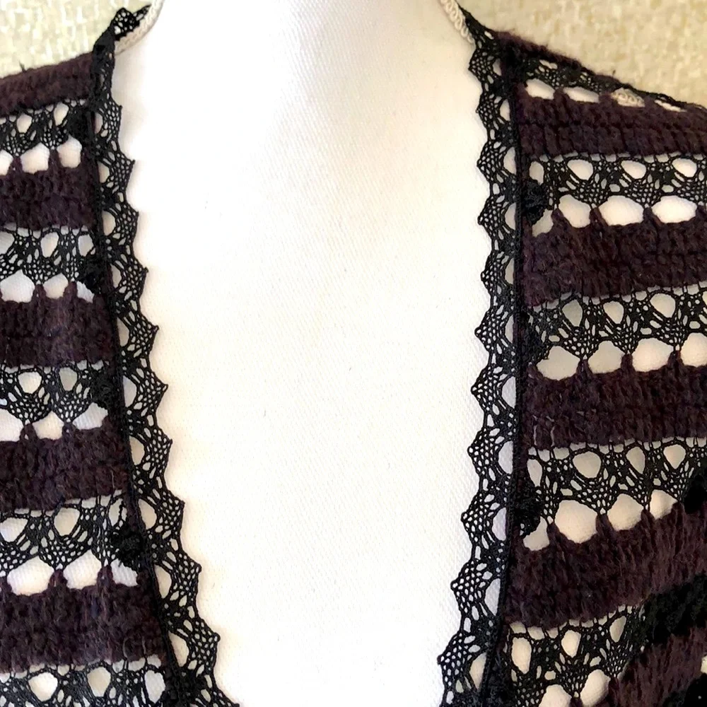 CHANEL cashmere black purple sweater 42